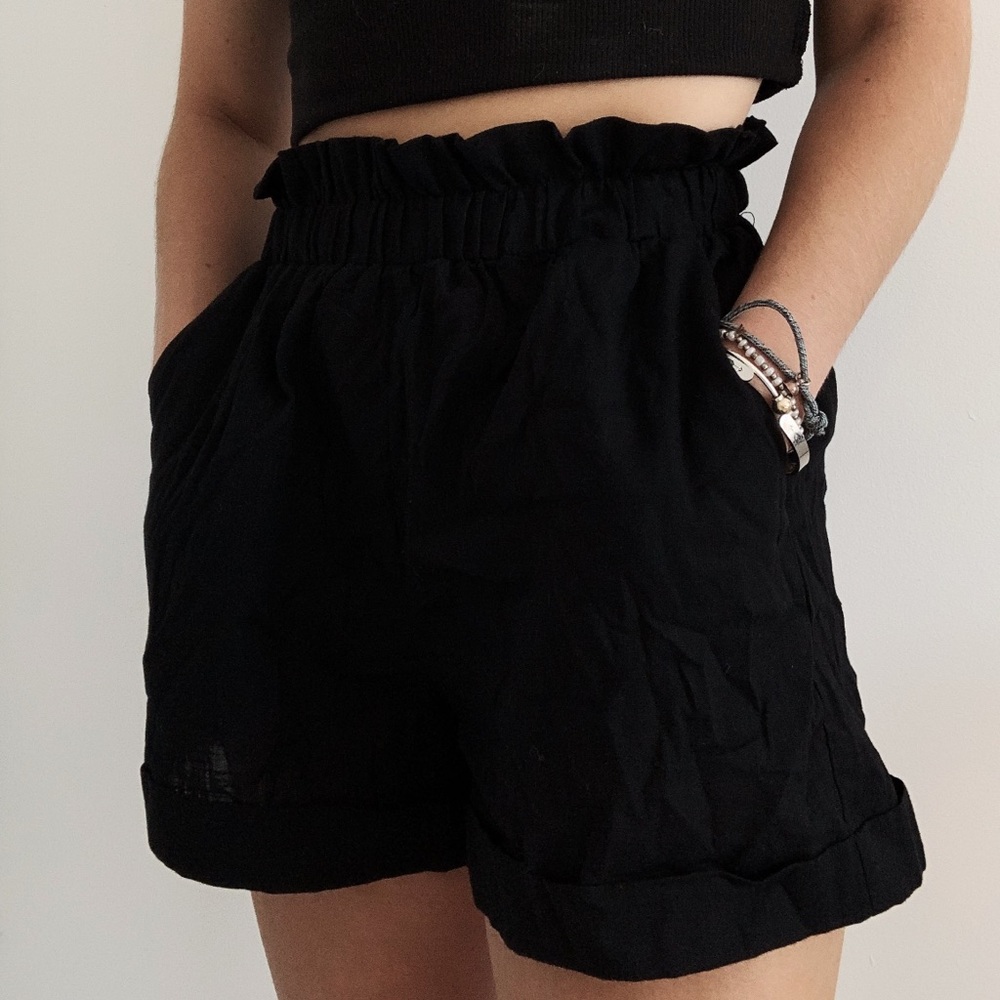 Black ruffle shorts